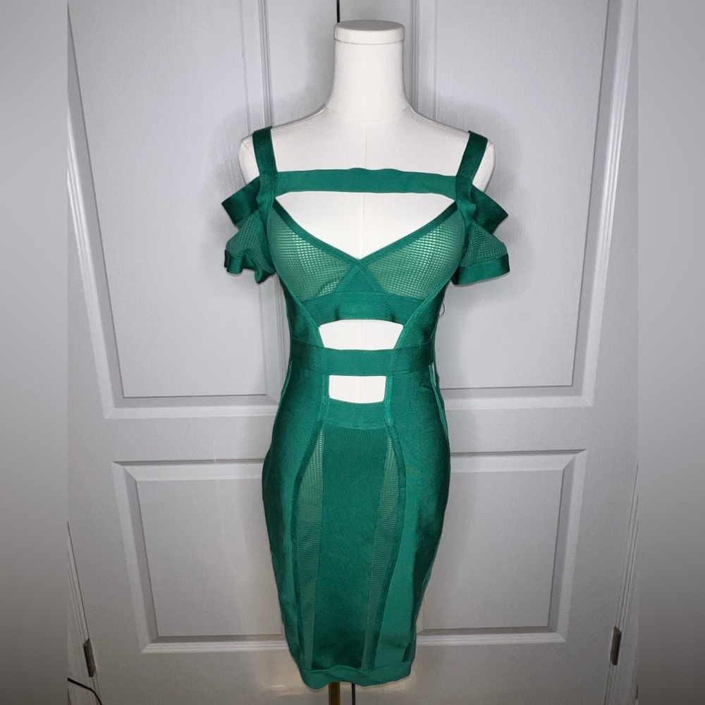 House Of CB Cutout Caltina Teal Bandage Dress